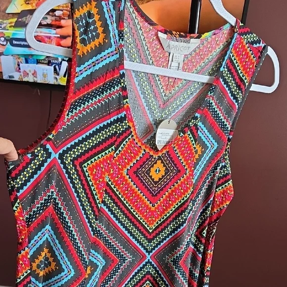 APRICOT Multicolor Geometric Mini Dress | Boho Tribal Print Sleeveless NWT - Picture 3 of 7